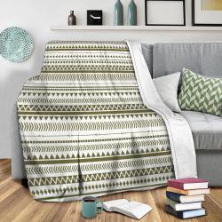 Green Aztec Fleece Throw Blanket Meaningful Gift For Halloween Christmas