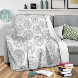 Grey Medallion Pattern Fleece Throw Blanket Meaningful Gift For Halloween Christmas