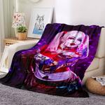 harley quinn blanket flannel throw room decoration 0