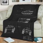 jagdpanther blueprint fleece throw blanket 0
