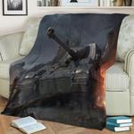 jagdtiger in flames fleece throw blanket 0