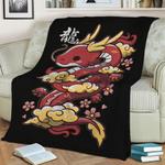 kawaii red dragon fleece throw blanket 0