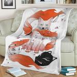 kitsune spirit fleece throw blanket 0
