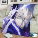 kutukan gojo satoru fleece throw blanket 0