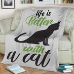 life is better with cat fleece throw blanket 0