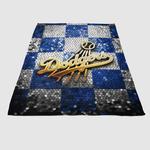 los angeles dodgers glitter logo soft fleece blanket 0