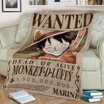 luffy bounty wanted poster fleece throw blanket 0