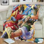 luffy zoro wano one piece fleece throw blanket 0