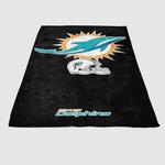 miami dolphins logos on blk soft fleece blanket 0