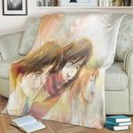 mikasa ackerman eren yeage fleece throw blanket 0