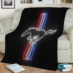 mustang neon sign fleece throw blanket 0