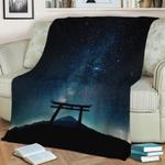 night torii gate fleece throw blanket 0