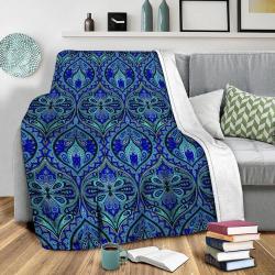 Ogee Blue Fleece Throw Blanket Meaningful Gift For Halloween Christmas