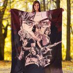 pink floyd fleece blanket band drawing art premium 0