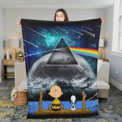 Pink Floyd Fleece Blanket Meaningful Gift For Halloween Christmas Snoopy Dark Side Of The Moon Eclipse Blue Watch Premium