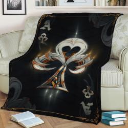 Poker Cards Ace Clover Fleece Throw Blanket Meaningful Gift For Halloween Christmas