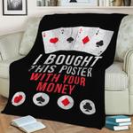 poker funny poster casino fleece throw blanket 0