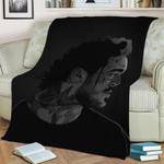 post malone grayscale fleece throw blanket 0