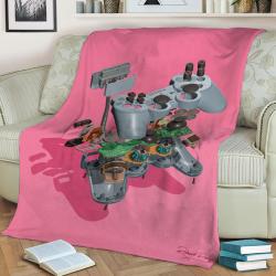 Press Start Playstation Fleece Throw Blanket Meaningful Gift For Halloween Christmas