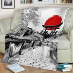 sketch street japan torii fleece throw blanket 0
