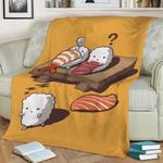 sleep walking sushi fleece throw blanket 0
