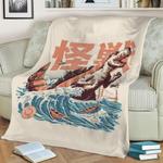 sushizilla fleece throw blanket 0