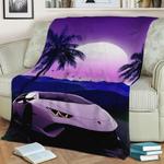 synthwave lamborghini 80s fleece throw blanket 0