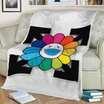 takashi murakami off white fleece throw blanket 0
