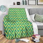 teal chartreuse chevron fleece throw blanket 0