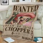 tony chopper wanted poster fleece throw blanket 0