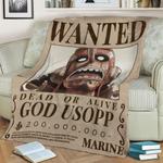 usopp bounty wanted poster fleece throw blanket 0