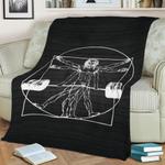 vitruvian barbell man fleece throw blanket 0