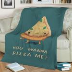 you wanna pizza me fleece throw blanket 0