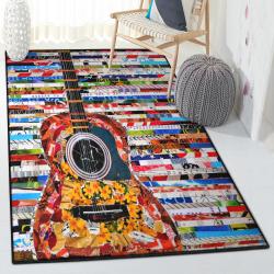 Acoustic Guitar Washable Area Rugs, Guitar Rug