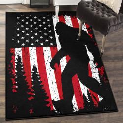 America Gifts Modern Area Rugs, Bigfoot 4Th Of July American Usa Flag Rug