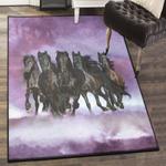black large living room rugs five black horses running rug