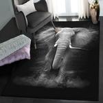 black non shedding area rug 3d printed black and white elephant rug