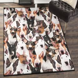 Bull Terrier Cute Dog Carpets For Living Room, A Bunch Of Bull Terriers Rug