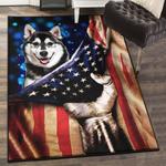 dog art deco rug husky dog american flag gs cl rug