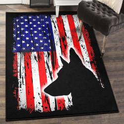 Dog Lover Modern Area Rugs, Belgian Malinois American Flag Rug