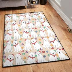 Dog Lovers Large Area Rugs, Great Pyrenees Dogs Red Rug