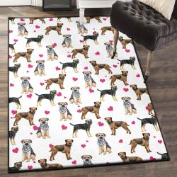 Endless Love Area Rugs For Living Room, Border Terrier Heart Rug
