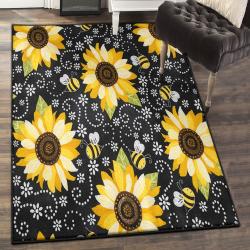 Flower Bedroom Rugs, Bee And Sunflower Rug