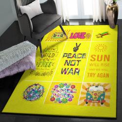 Hippie Art Non Shedding Area Rug, Hippie Flower Power GS CL Rug