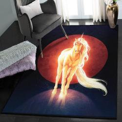 One horned Horse Art Deco Rug, Unicorn Rug