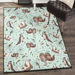 otter dining room rug otters in blue rug