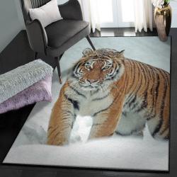 Panthera Tigris Washable Area Rugs, Tiger In The Snow GS CL Rug