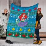 a little mermaid ugly christmas custom blanket home decor 0