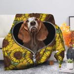 basset hound sunflower zipper premium blanket 0