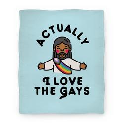 Movie Anime Actually, I Love The Gays (Brown Jesus) Premium Fleece Sherpa Blanket Perfect Gifts For Family On Christmas